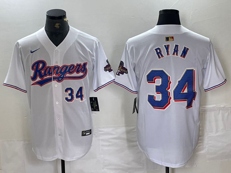 Men Texas Rangers 34 Ryan White Champion Game Nike 2024 MLB Jersey style 4